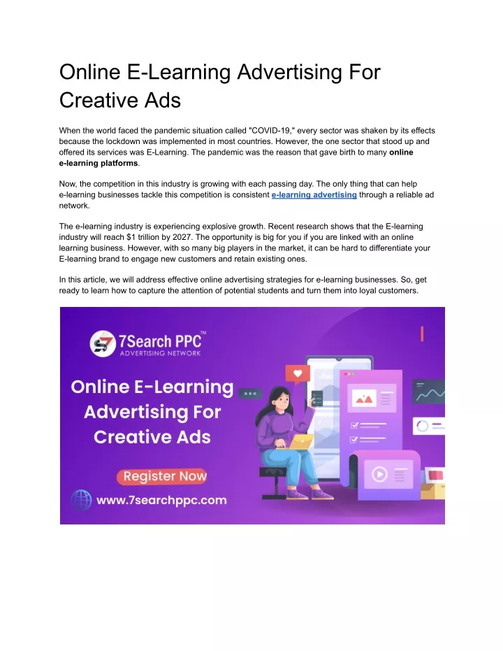 online e learning advertising for creative ads