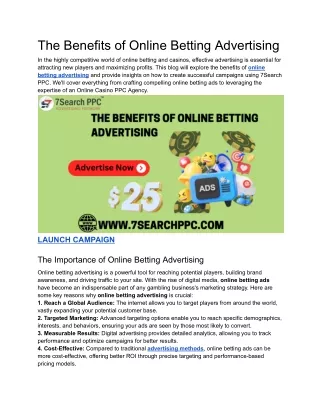 The Benefits of Online Betting Advertising