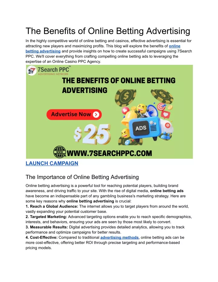 the benefits of online betting advertising