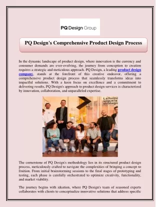 PQ Design's Comprehensive Product Design Process