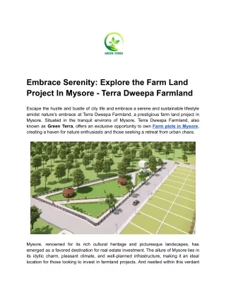 Embrace Serenity_ Explore the Farm Land Project In Mysore - Terra Dweepa Farmland