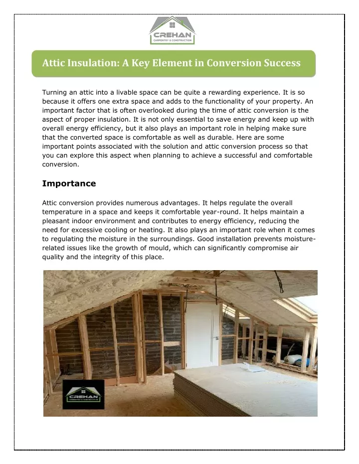 attic insulation a key element in conversion