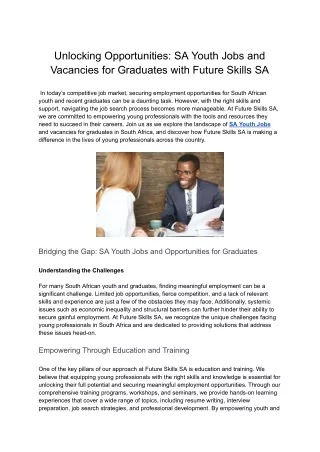 unlocking opportunities sa youth jobs