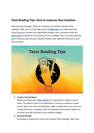 tarot reading tips how to improve your intuition