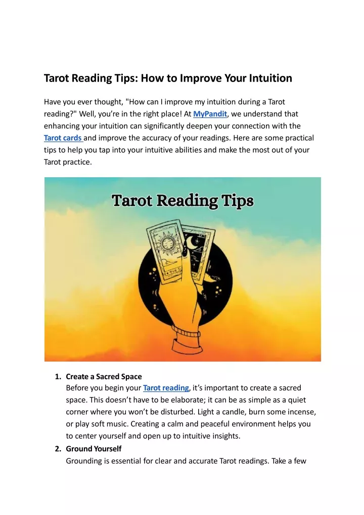 tarot reading tips how to improve your intuition
