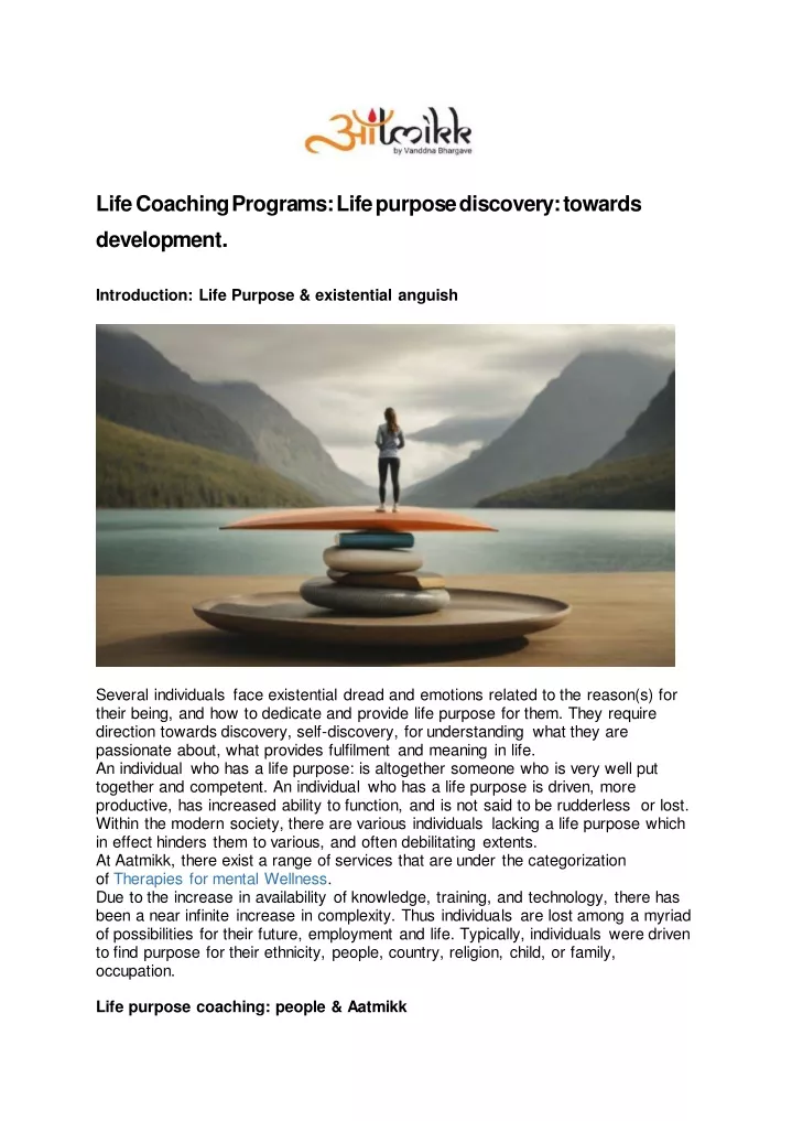 life coaching programs life purpose discovery