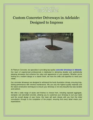 Custom Concreter Driveways in Adelaide