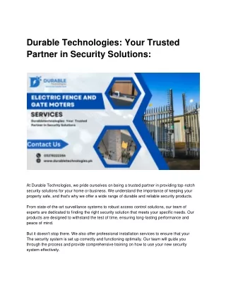 durable technologies your trusted partner