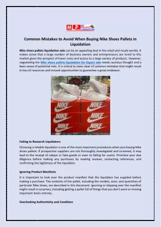 Common Mistakes to Avoid When Buying Nike Shoes Pallets in Liquidation