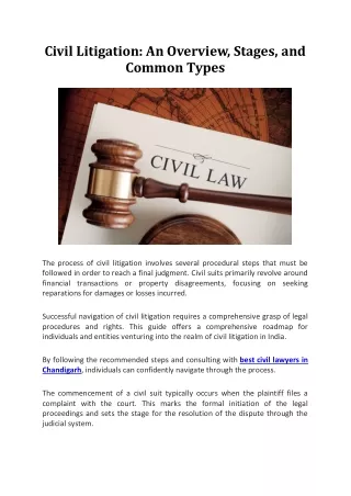 Civil Litigation-An Overview, Stages, and Common Types