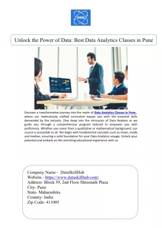 Unlock the Power of Data Best Data Analytics Classes in Pune