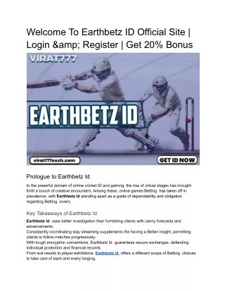 Welcome To Earthbetz ID Official Site _ Login &amp; Register _ Get 20% Bonus