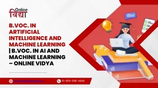 B.Voc in Artificial Intelligence and Machine Learning - B.Voc in AI and Machine Learning – Online Vidya