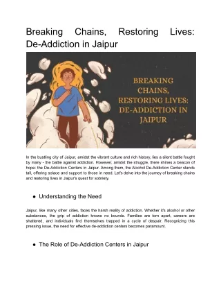 Breaking Chains, Restoring Lives_ De-Addiction in Jaipur