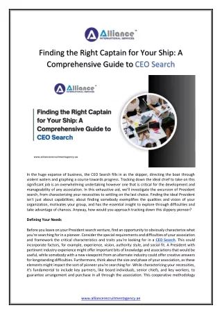 Finding the Right Captain for Your Ship A Comprehensive Guide to CEO Search