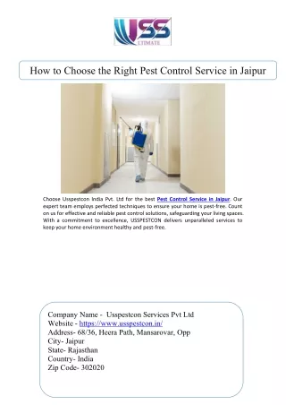 How to Choose the Right Pest Control Service in Jaipur