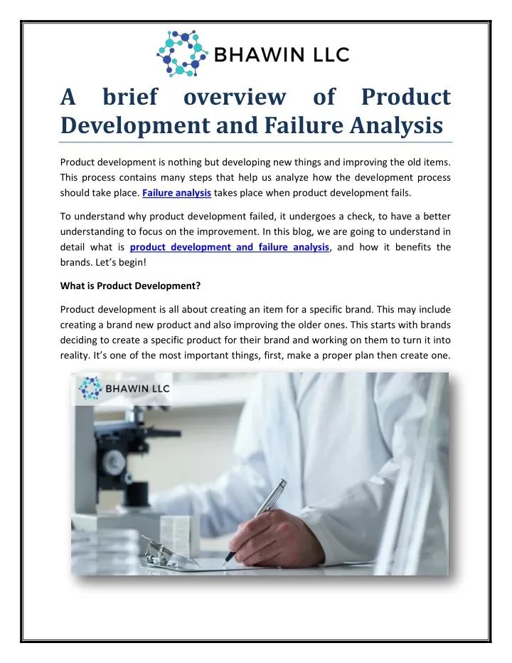 a brief overview of product development