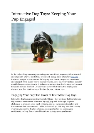 Interactive Dog Toys_ Keeping Your Pup Engaged