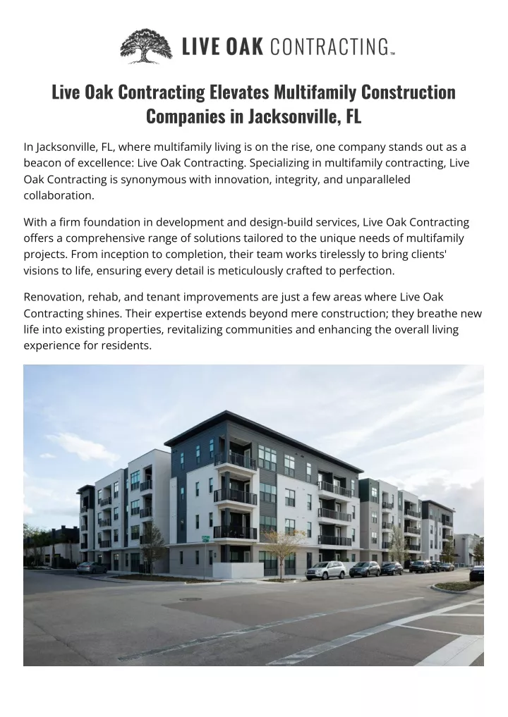 live oak contracting elevates multifamily