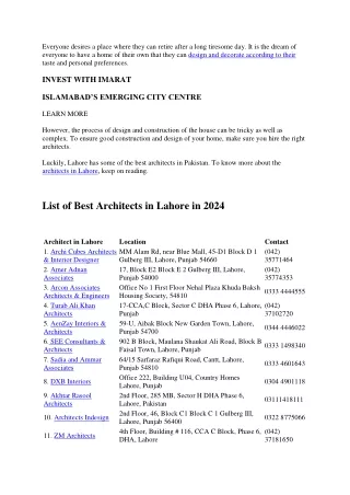 15 Best Architects in Lahore list