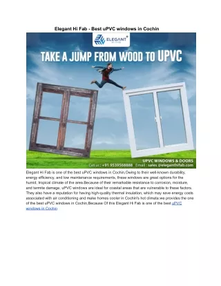 Best uPVC windows in Cochin - Elegant Hi Fab