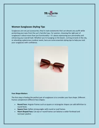 Women Sunglasses Styling Tips