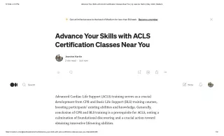 Advance Your Skills with ACLS Certification Classes Near You