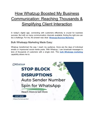 How Whatzup Boosted My Business Communication
