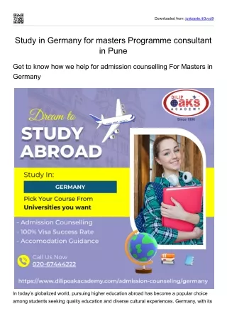 Study in germany for masters programe consultant in pune