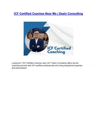 ICF Certified Coaches Near Me | Dezin Consulting