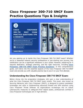 Cisco Firepower 300-710 SNCF Exam Practice Questions Tips & Insights