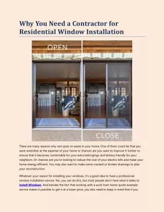 Why You Need a Contractor for Residential Window Installation