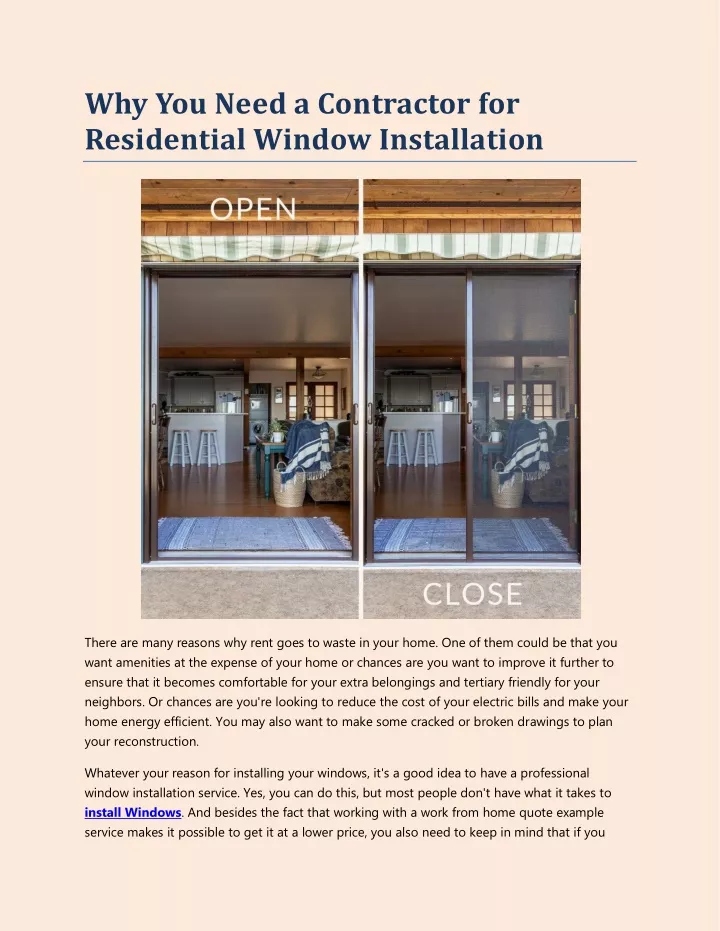 why you need a contractor for residential window