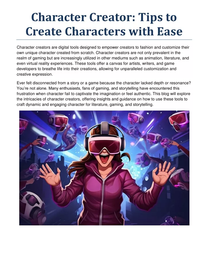character creator tips to create characters with