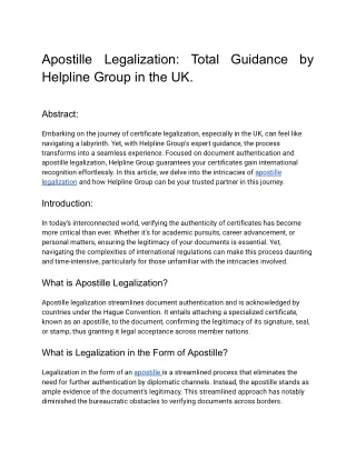 Apostille Legalization_ Total Guidance by Helpline Group in the UK