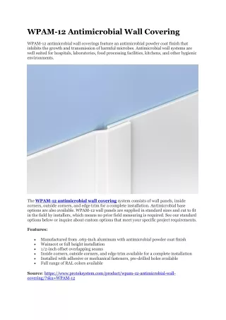 WPAM-12 Antimicrobial Wall Covering