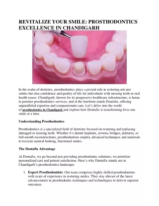 Prosthodontics Treatment in Chandigarh