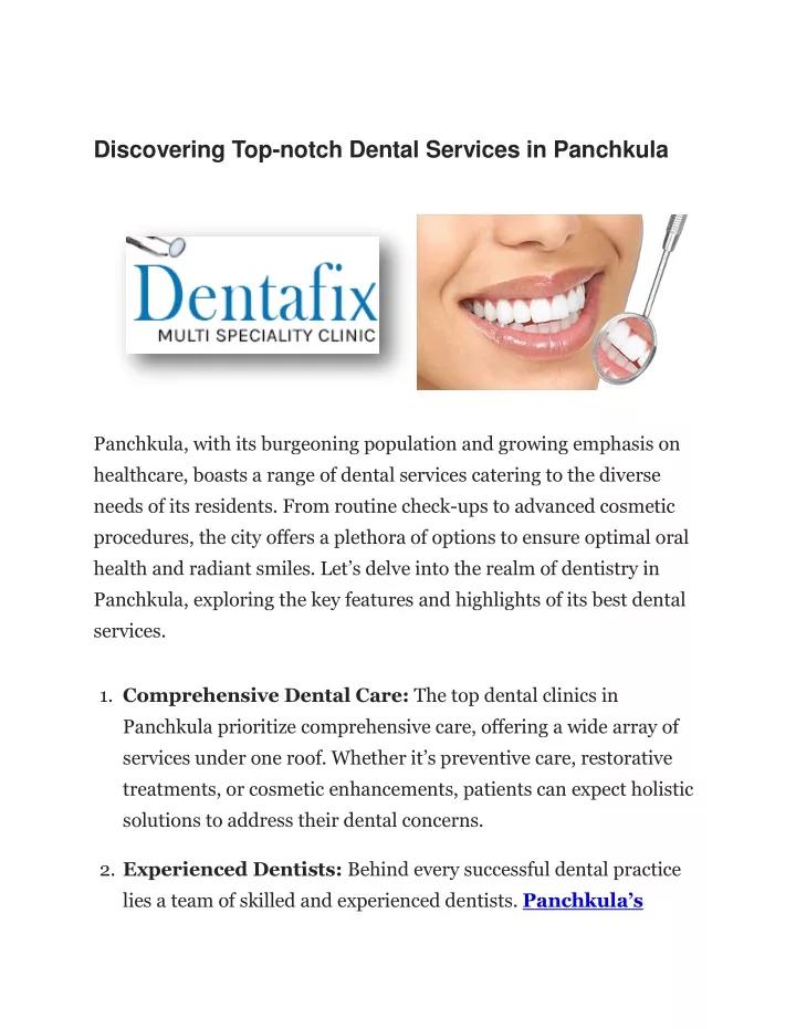 discovering top notch dental services in panchkula