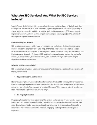What Are SEO Services? And What Do SEO Services Include?