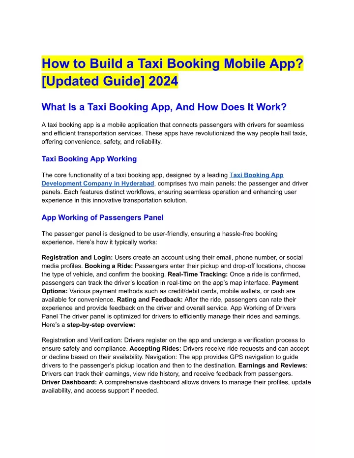 how to build a taxi booking mobile app updated