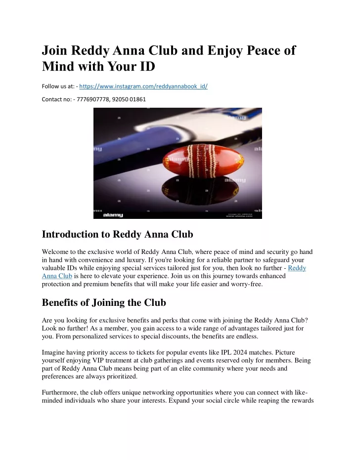 join reddy anna club and enjoy peace of mind with