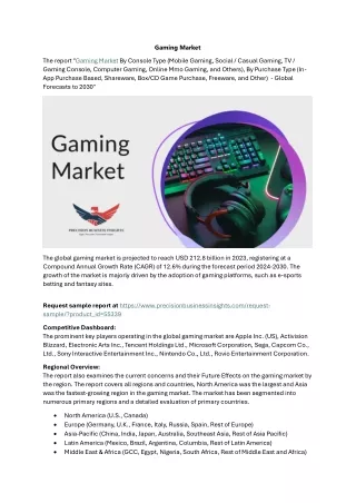 Gaming Market Size, Share, Growth Analysis 2024