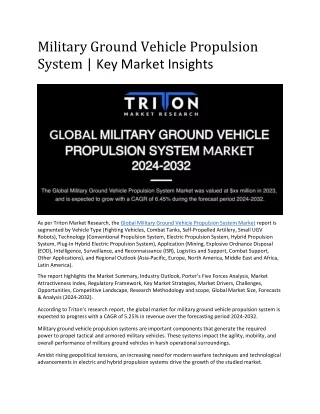 GLOBAL MILITARY GROUND VEHICLE PROPULSION SYSTEM MARKET 2024-2032