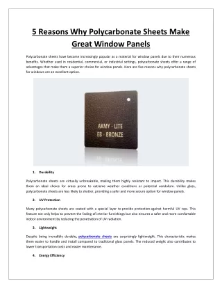 5 Reasons Why Polycarbonate Sheets Make Great Window Panels (1)