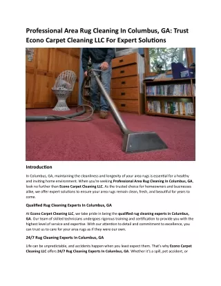 Professional Area Rug Cleaning In Columbus, GA Trust Econo Carpet Cleaning LLC For Expert Solutions