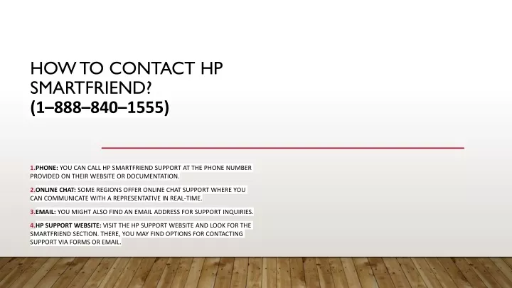 how to contact hp smartfriend 1 888 840 1555