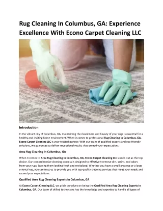 Rug Cleaning In Columbus, GA Experience Excellence With Econo Carpet Cleaning LLC