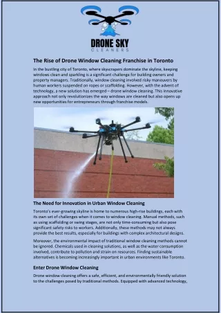 The Rise of Drone Window Cleaning Franchise in Toronto