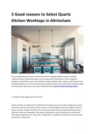 Quartz Kitchen Worktops Altrincham