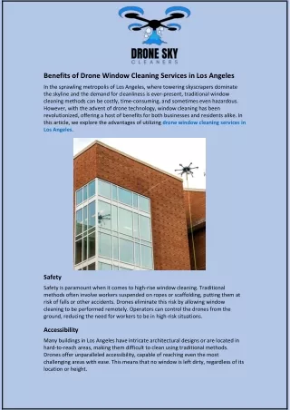 Benefits of Drone Window Cleaning Services in Los Angeles